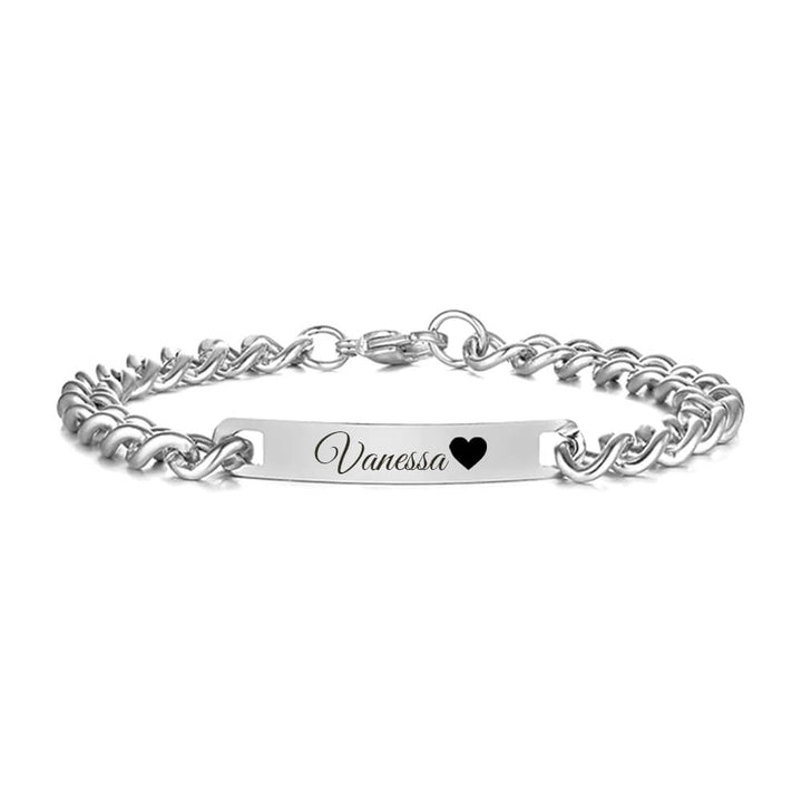 Armband mit Gravur Breit Silber